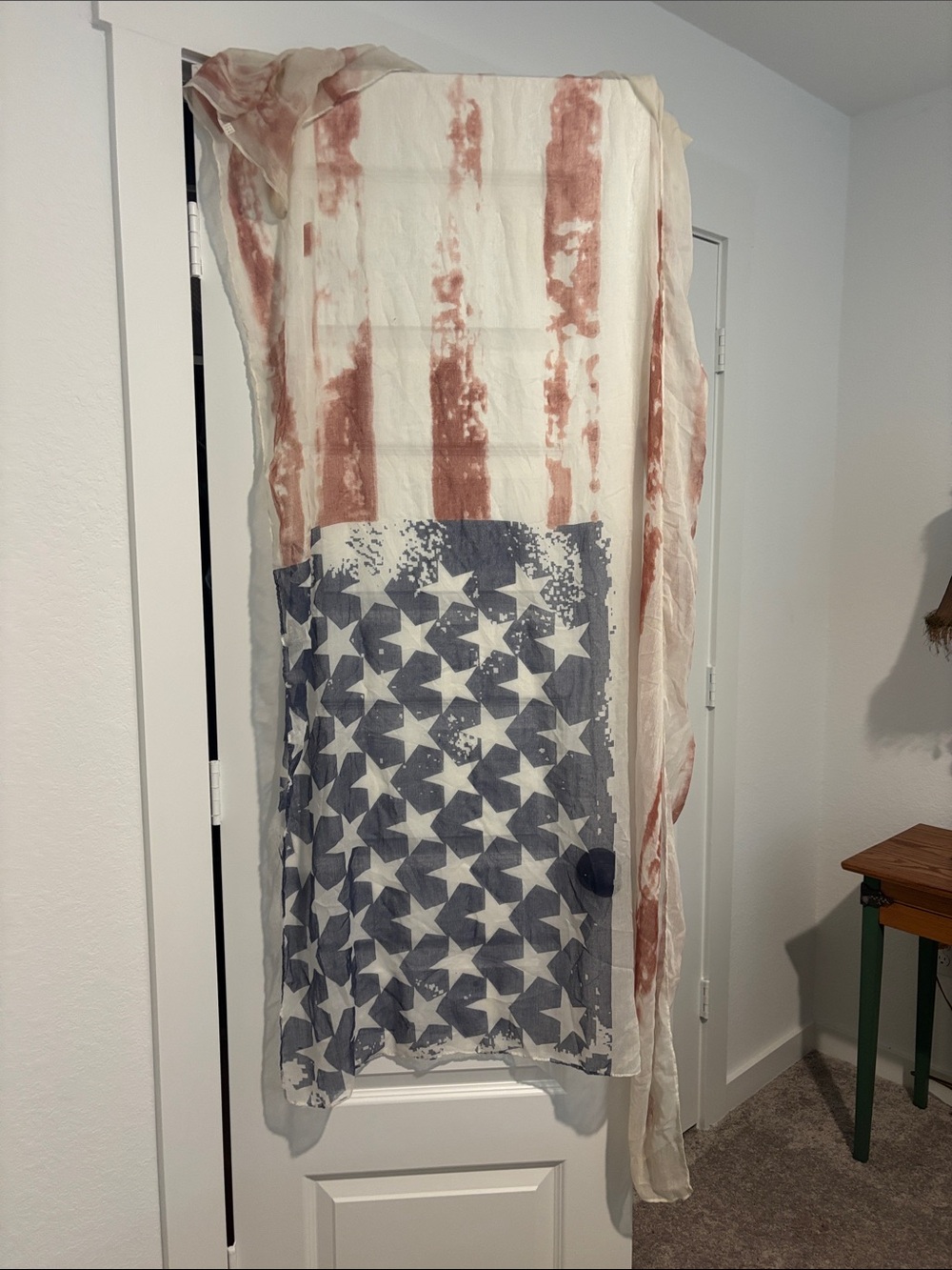 Lightweight American Flag Print Maxi Skirt in White and Red